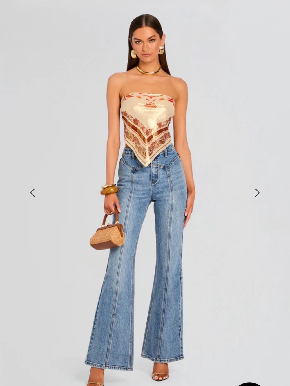 NWT Retrofete Light Blue Flare Jeans with Front Seam Detail